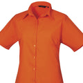 Orange - Front - Premier Short Sleeve Poplin Blouse - Plain Work Shirt