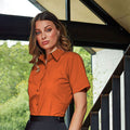 Orange - Back - Premier Short Sleeve Poplin Blouse - Plain Work Shirt