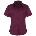 Aubergine - Front - Premier Short Sleeve Poplin Blouse - Plain Work Shirt