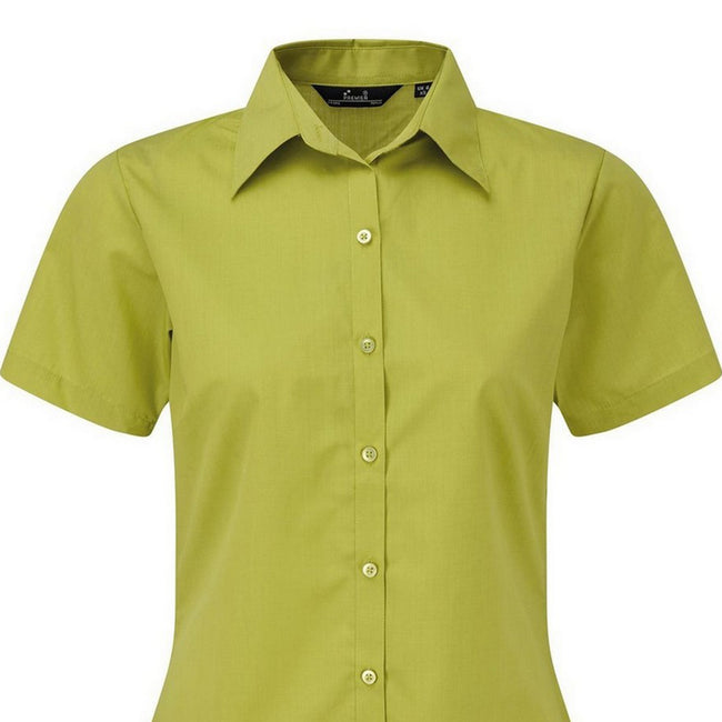 Lime - Back - Premier Short Sleeve Poplin Blouse - Plain Work Shirt