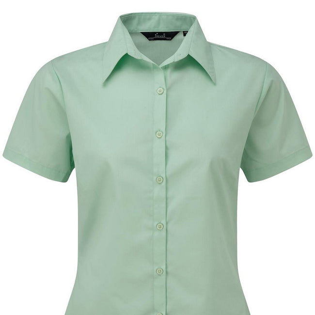 Aqua - Back - Premier Short Sleeve Poplin Blouse - Plain Work Shirt