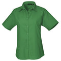 Emerald - Front - Premier Short Sleeve Poplin Blouse - Plain Work Shirt