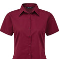 Burgundy - Back - Premier Short Sleeve Poplin Blouse - Plain Work Shirt