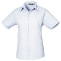 Light Blue - Front - Premier Short Sleeve Poplin Blouse - Plain Work Shirt