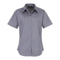 Mid Blue - Back - Premier Short Sleeve Poplin Blouse - Plain Work Shirt