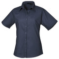 Navy - Front - Premier Short Sleeve Poplin Blouse - Plain Work Shirt