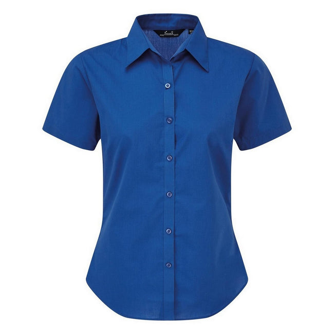 Royal - Front - Premier Short Sleeve Poplin Blouse - Plain Work Shirt