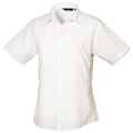 White - Front - Premier Short Sleeve Poplin Blouse - Plain Work Shirt