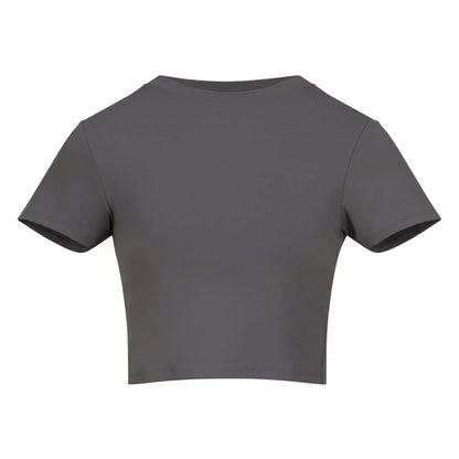Platinum Grey - Front - Awdis Womens-Ladies Recycled Crop T-Shirt