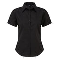 Black - Front - Premier Short Sleeve Poplin Blouse - Plain Work Shirt