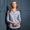 Silver - Side - Premier Womens-Ladies Poplin 3-4 Sleeve Blouse