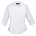 White - Front - Premier 3-4 Sleeve Poplin Blouse - Plain Work Shirt