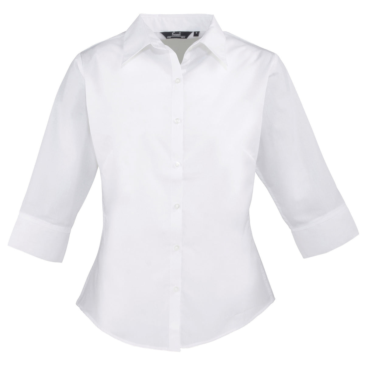 White - Front - Premier Womens-Ladies Poplin 3-4 Sleeve Blouse
