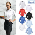 White - Side - Premier Womens-Ladies Poplin 3-4 Sleeve Blouse