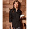 Black - Back - Premier 3-4 Sleeve Poplin Blouse - Plain Work Shirt