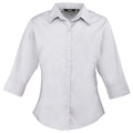 Silver - Front - Premier 3-4 Sleeve Poplin Blouse - Plain Work Shirt