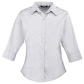 Silver - Front - Premier Womens-Ladies Poplin 3-4 Sleeve Blouse