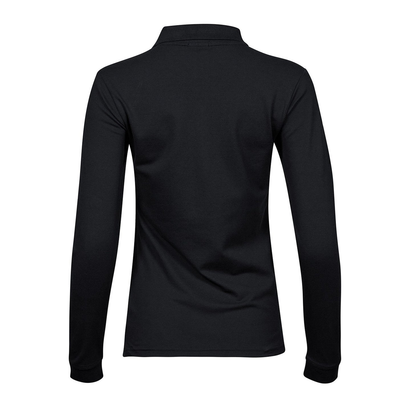 Black - Back - Tee Jays Womens-Ladies Stretch Long-Sleeved Polo Shirt