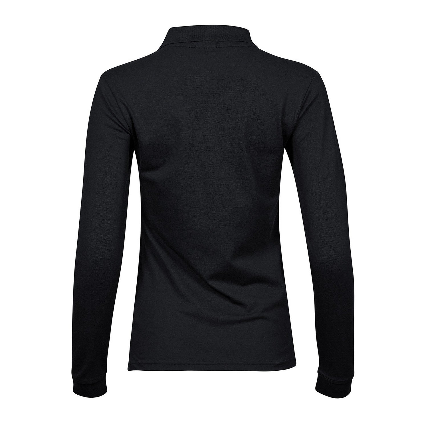 Black - Back - Tee Jays Womens-Ladies Stretch Long-Sleeved Polo Shirt