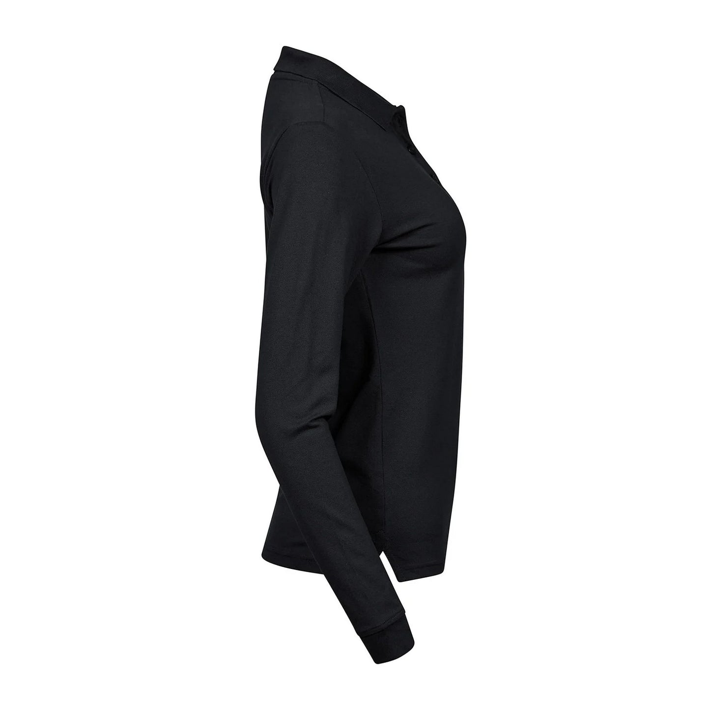 Black - Side - Tee Jays Womens-Ladies Stretch Long-Sleeved Polo Shirt