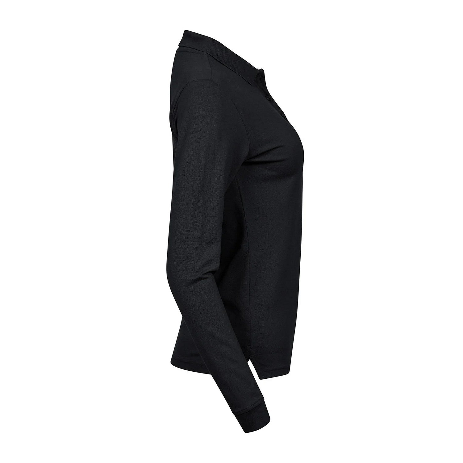 Black - Side - Tee Jays Womens-Ladies Stretch Long-Sleeved Polo Shirt