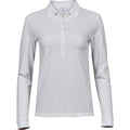White - Front - Tee Jays Womens-Ladies Stretch Long-Sleeved Polo Shirt
