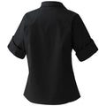 Black - Back - Premier Womens-Ladies "Roll Sleeve" Poplin Shirt