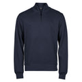 Navy - Front - Tee Jays Mens Ribbed Interlock Half Zip Sweatshirt