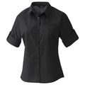 Black - Front - Premier Womens-Ladies "Roll Sleeve" Poplin Shirt