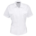 White - Front - Premier Womens-Ladies Short Sleeve Pilot Blouse - Plain Work Shirt