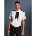 White - Side - Premier Womens-Ladies Short Sleeve Pilot Blouse - Plain Work Shirt