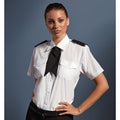 White - Lifestyle - Premier Womens-Ladies Short Sleeve Pilot Blouse - Plain Work Shirt