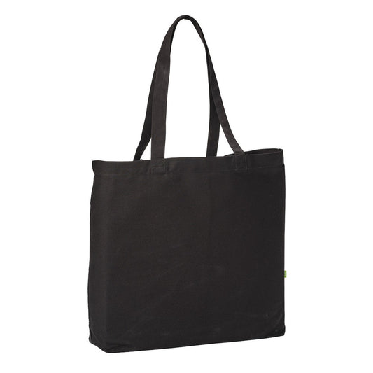 Black - Front - Nutshell Landscape Natural Canvas Flat Base 14L Shopper