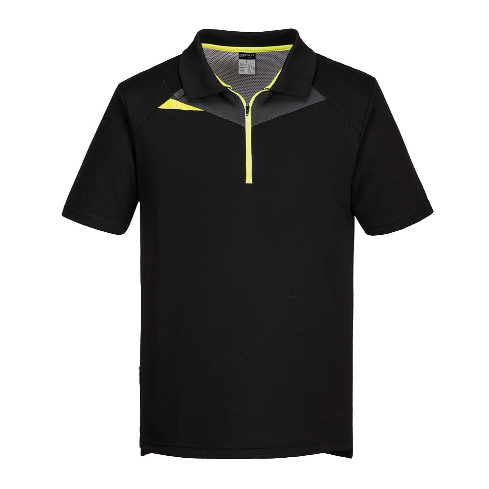 Black-Yellow - Front - Portwest Mens DX4 Polo Shirt
