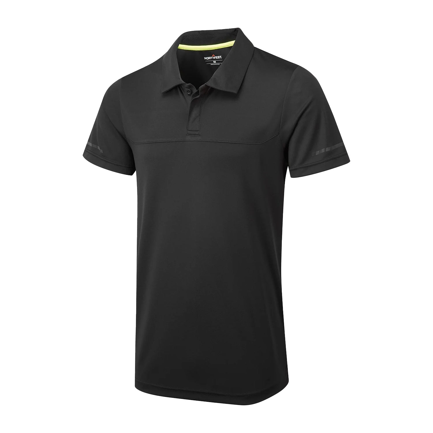 Black - Side - Portwest Mens EV4 Plain Polo Shirt