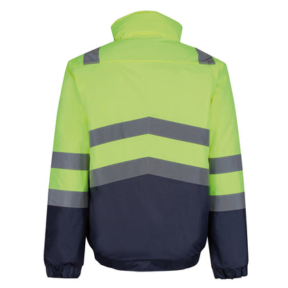 Yellow-Navy - Back - Regatta Professional Mens Pro Classic Hi-Vis Bomber Jacket