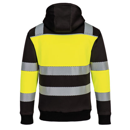 Yellow-Black - Back - Portwest Mens PW3 Class 1 High-Vis Full Zip Hoodie