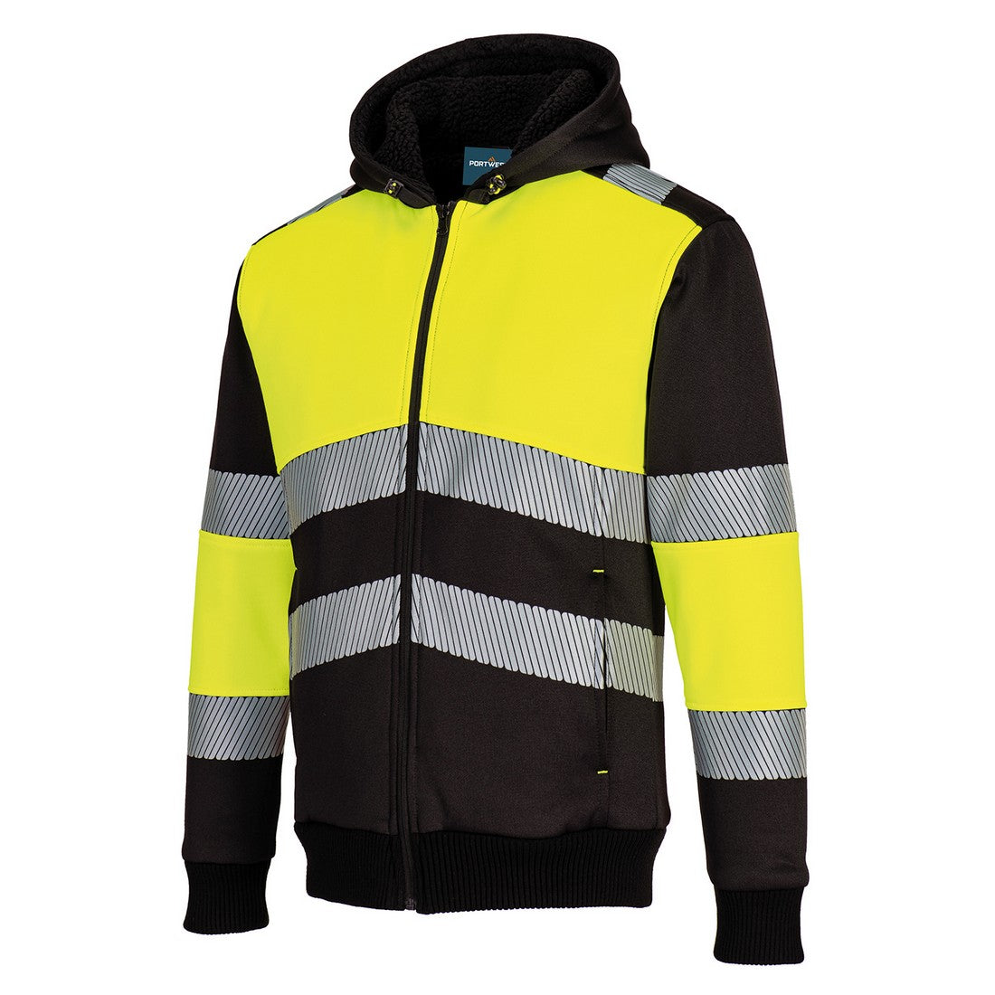 Yellow-Black - Side - Portwest Mens PW3 Class 1 High-Vis Full Zip Hoodie