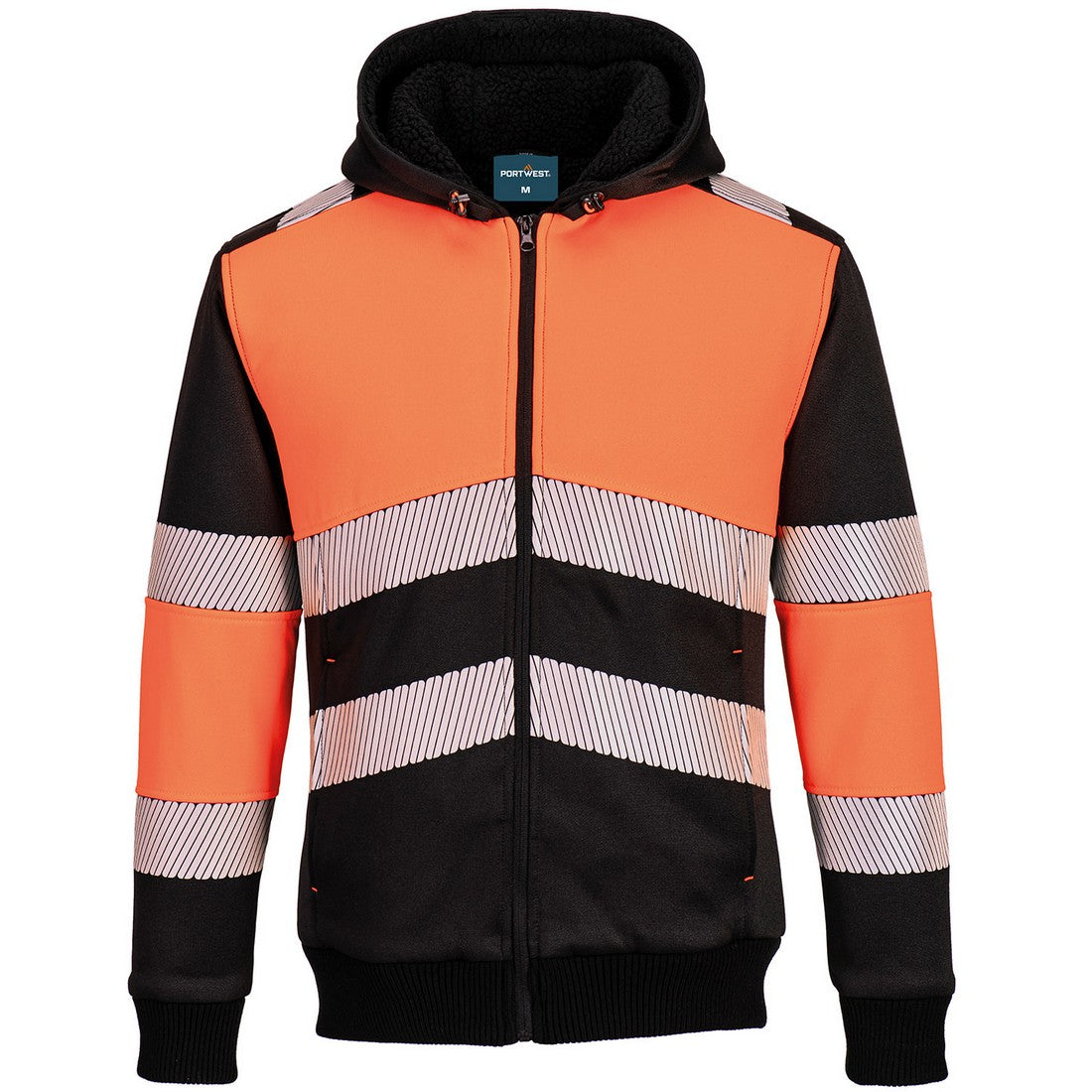 Orange-Black - Front - Portwest Mens PW3 Class 1 High-Vis Full Zip Hoodie