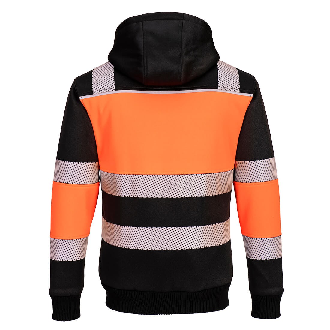 Orange-Black - Back - Portwest Mens PW3 Class 1 High-Vis Full Zip Hoodie