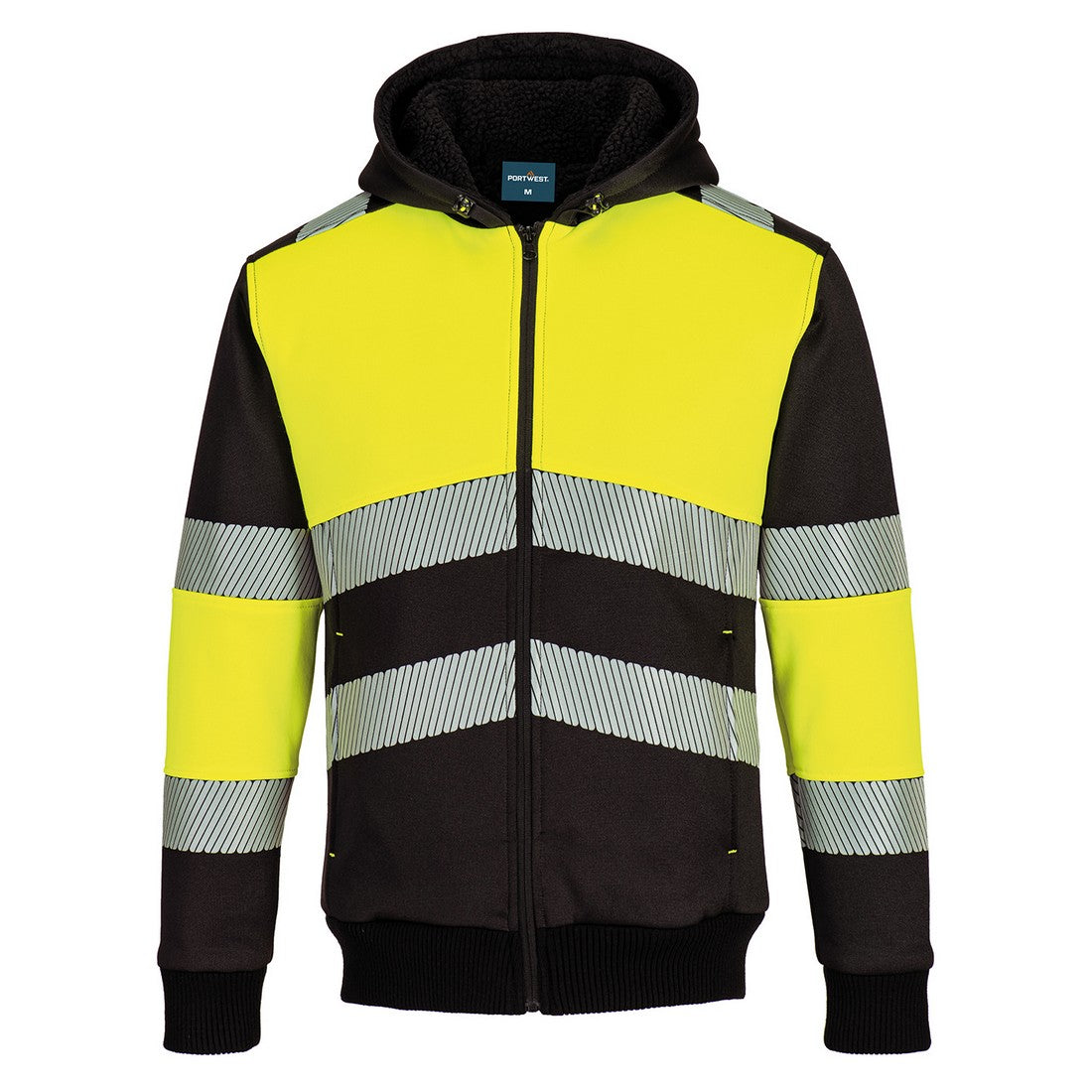 Yellow-Black - Front - Portwest Mens PW3 Class 1 High-Vis Full Zip Hoodie