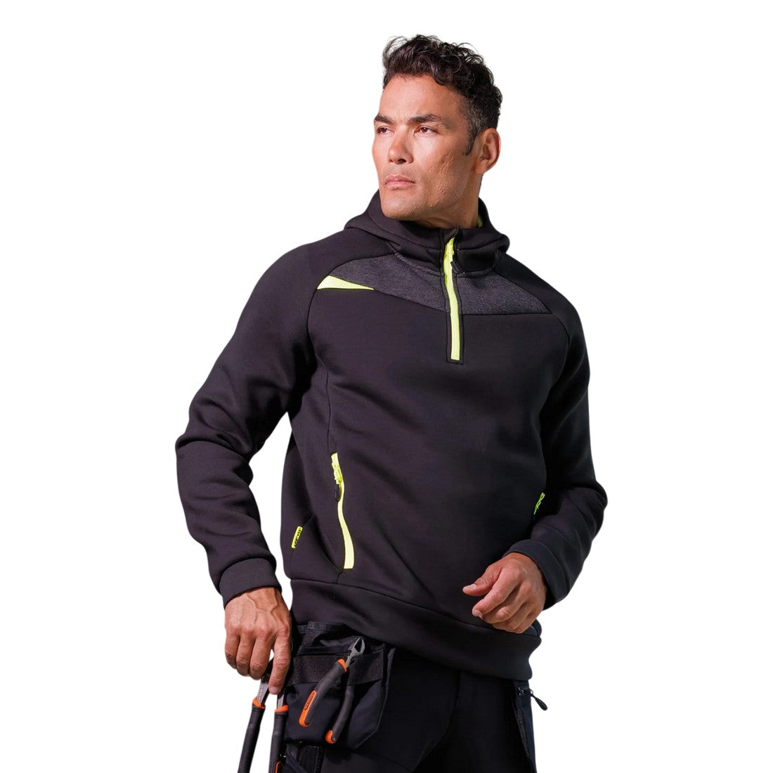 Black - Lifestyle - Portwest Mens Quarter Zip Hoodie
