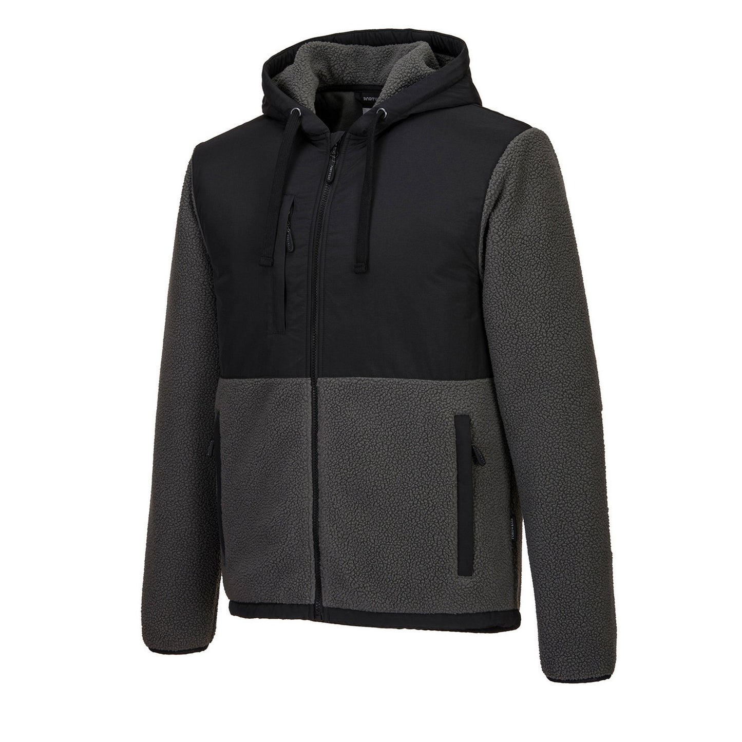 Black-Grey - Side - Portwest Mens KX3 Borg Fleece Fleece Jacket