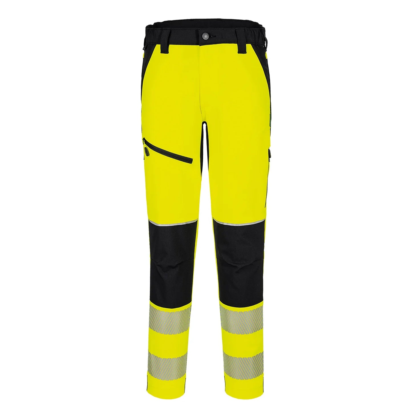Yellow-Black - Front - Portwest Mens PW3 Stretch Hi-Vis Trousers