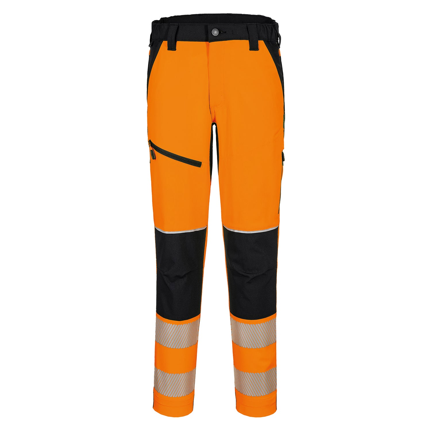 Orange-Black - Front - Portwest Mens PW3 Stretch Hi-Vis Trousers