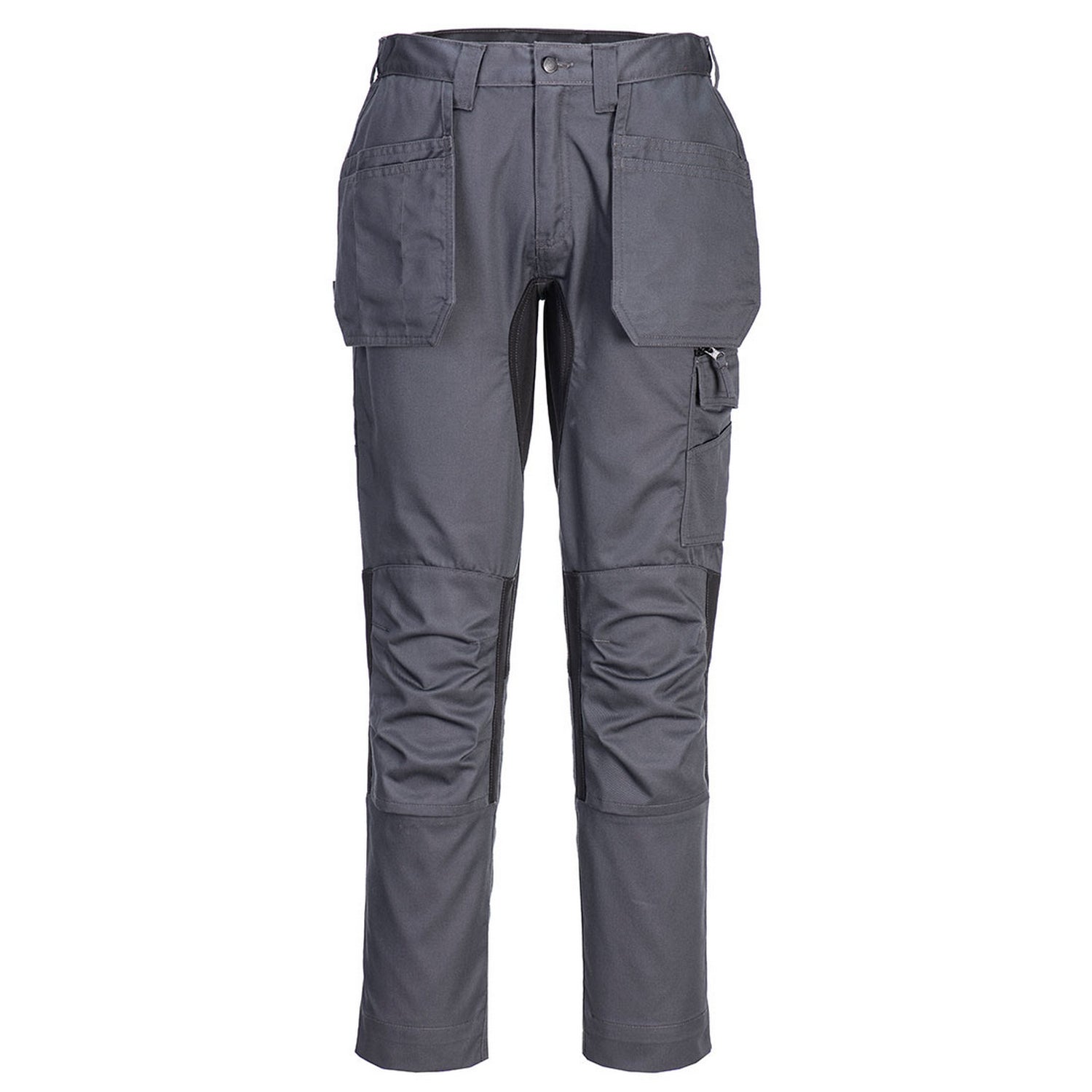Metal Grey - Front - Portwest Mens Stretch Holster Pocket Slim Work Trousers