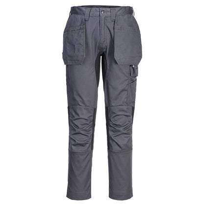 Metal Grey - Front - Portwest Mens Stretch Holster Pocket Slim Work Trousers