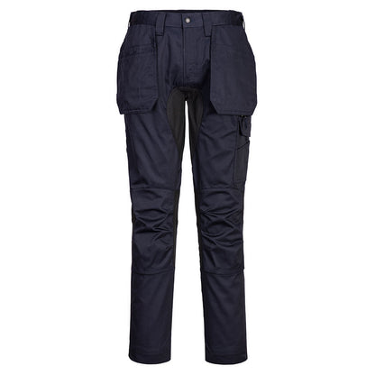 Deep Navy - Front - Portwest Mens Stretch Holster Pocket Slim Work Trousers