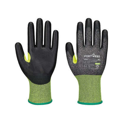 Black - Side - Portwest Unisex Adult A660 Polyurethane Cut Resistant Glove