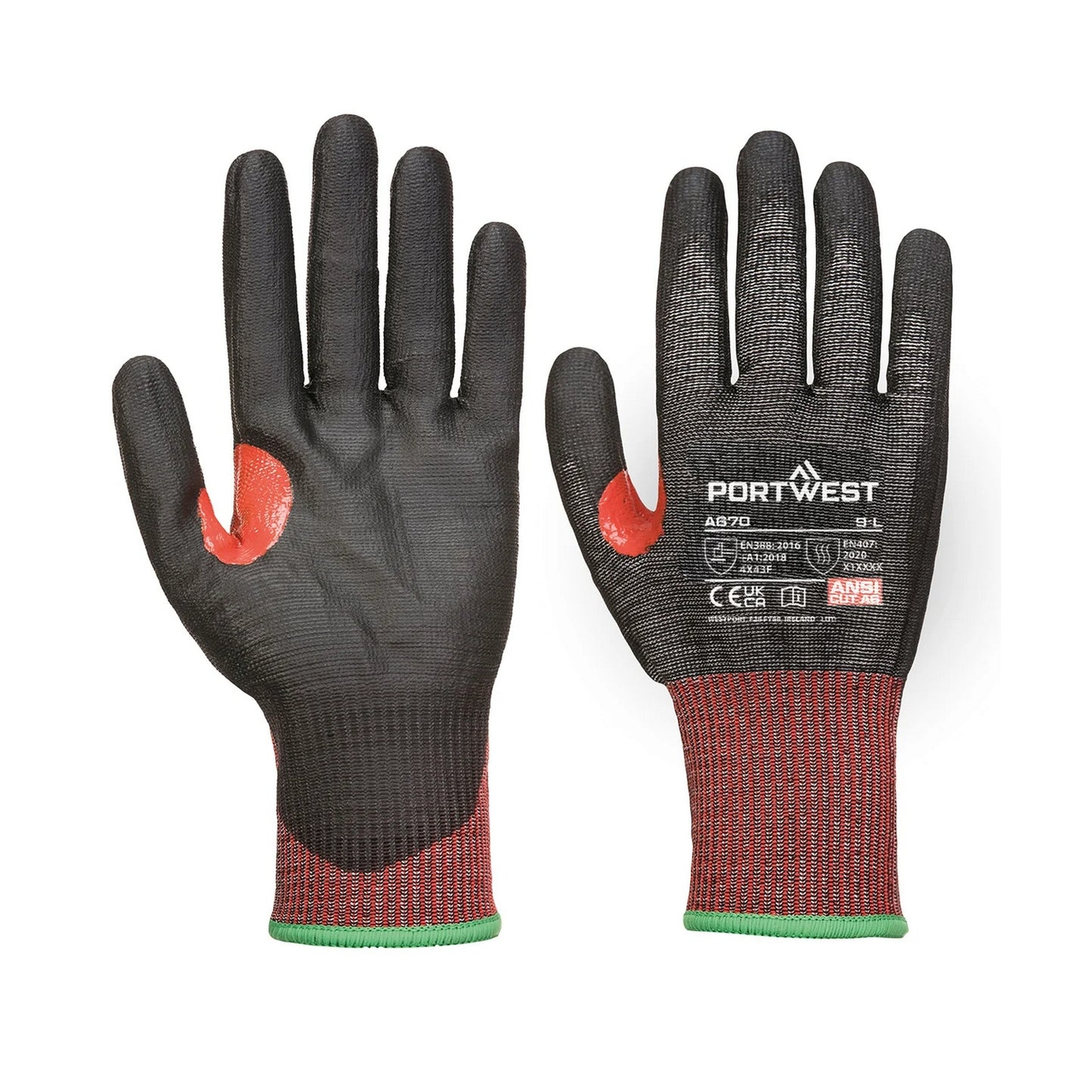 Black - Side - Portwest Unisex Adult A670 PU Gloves